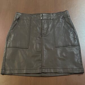 NWT Kut from the Kloth Black Faux Leather Reese Mini Skirt
